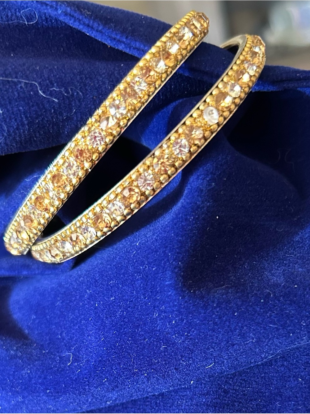 Gold Crystal-Accented Women’s Bangle Bracelet set of 2